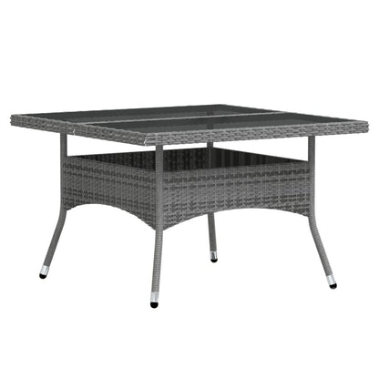 Tuinset poly rattan en gehard glas 120 x 120 x 75 cm Zwart en grijs