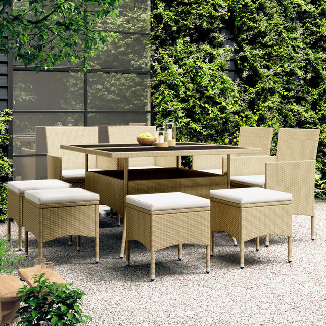 Tuinset poly rattan 9 Beige