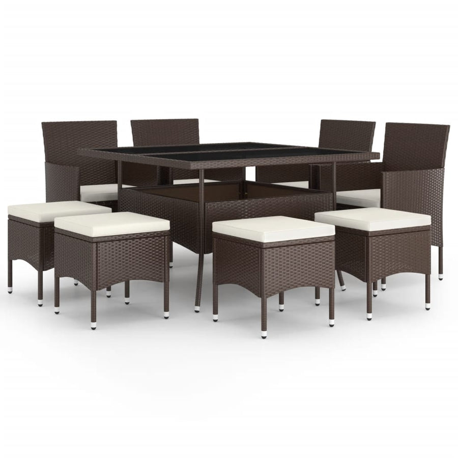 -Delige Tuinset Poly Rattan 9 Bruin