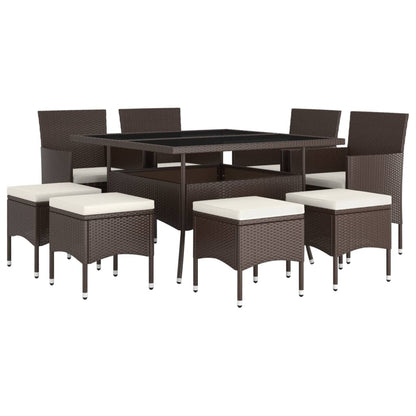 -Delige Tuinset Poly Rattan 9 Bruin