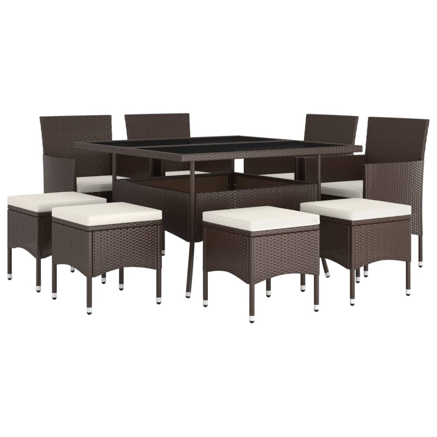-Delige Tuinset Poly Rattan 9 Bruin
