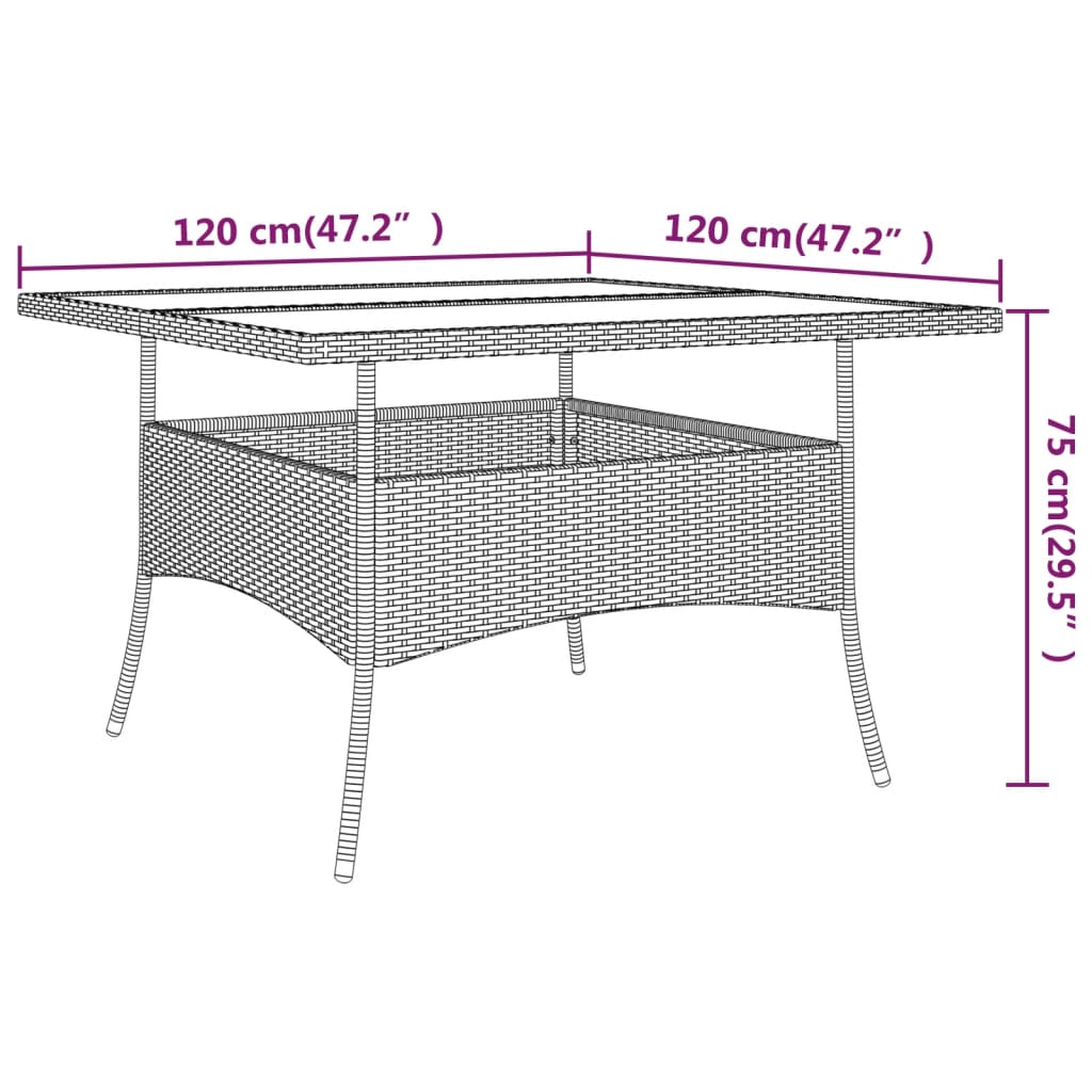 -Delige Tuinset Poly Rattan 9 Bruin