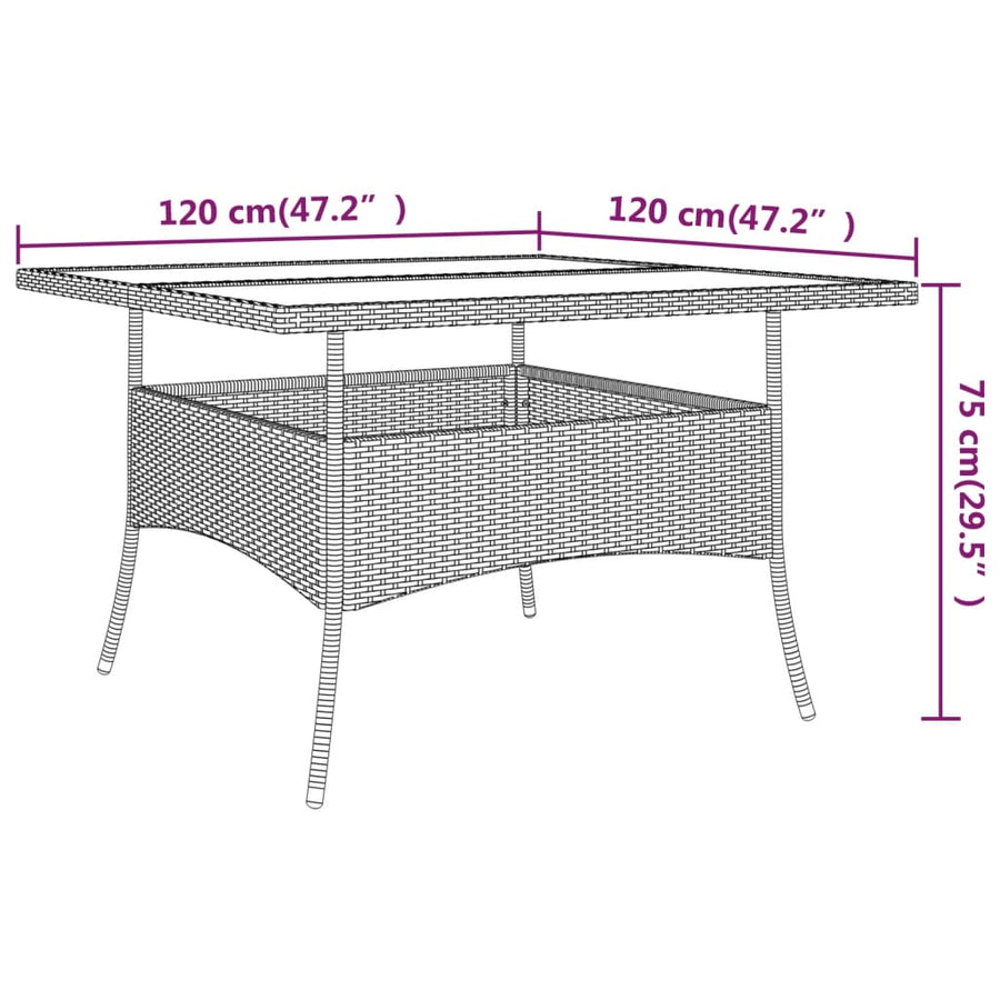 -Delige Tuinset Poly Rattan 9 Bruin