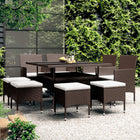 -Delige Tuinset Poly Rattan 9 Bruin