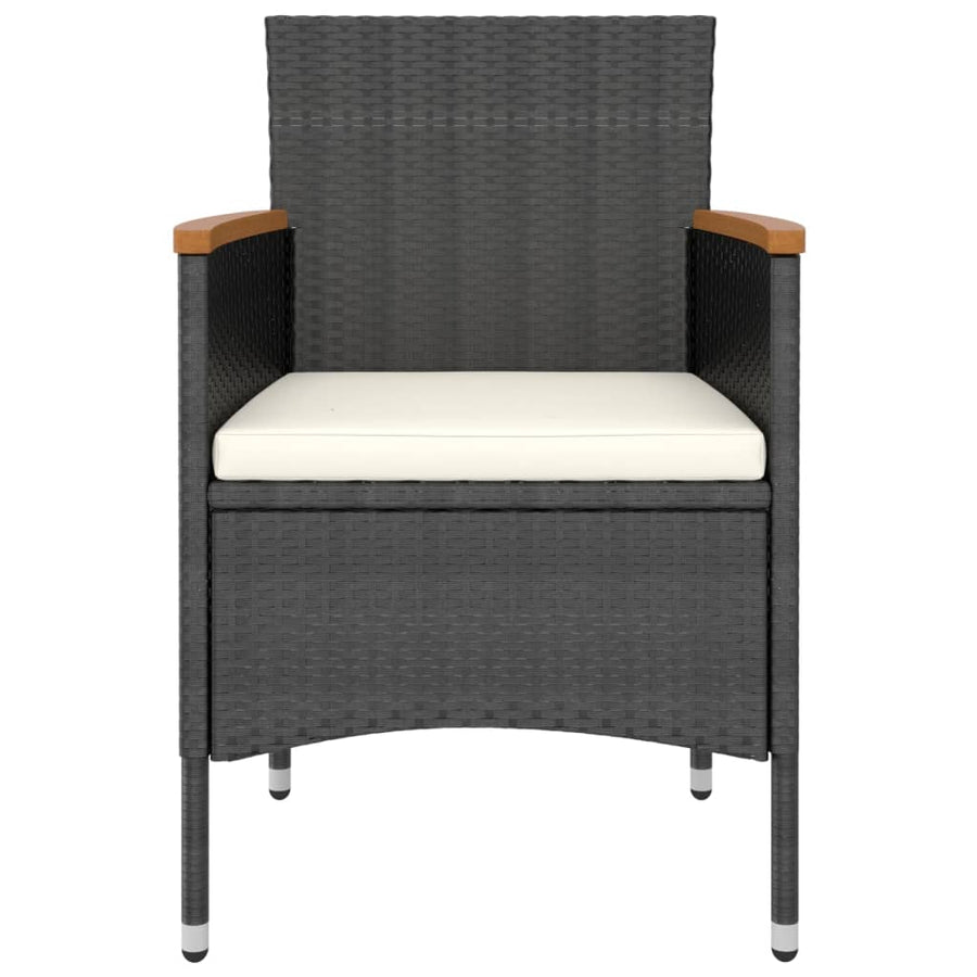 Tuinset poly rattan en gehard glas 120 x 120 x 75 cm Zwart