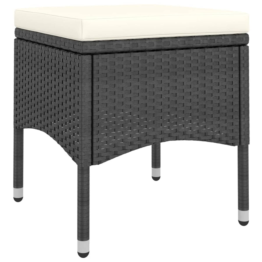 Tuinset poly rattan en gehard glas 120 x 120 x 75 cm Zwart
