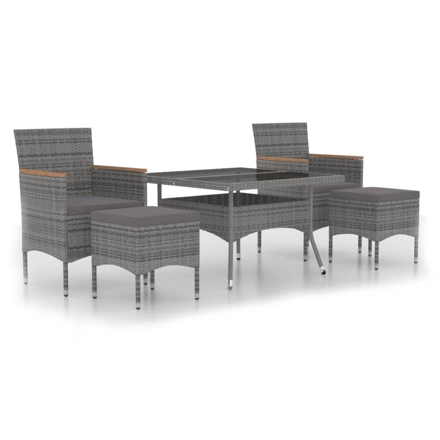 Tuinset poly rattan en gehard glas 120 x 120 x 75 cm Zwart en grijs