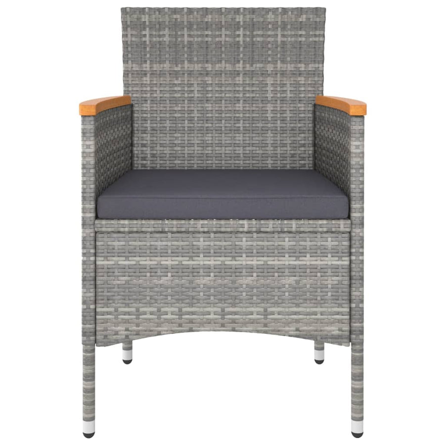 Tuinset poly rattan en gehard glas 120 x 120 x 75 cm Zwart en grijs