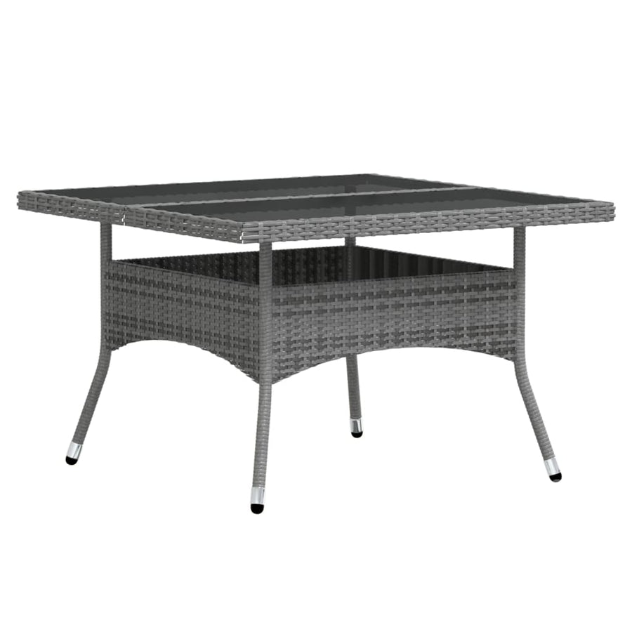 Tuinset poly rattan en gehard glas 120 x 120 x 75 cm Zwart en grijs