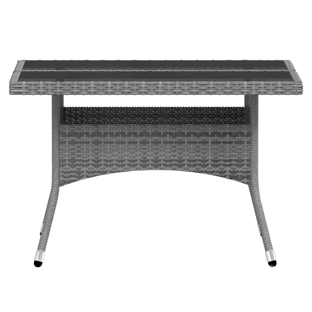 Tuinset poly rattan en gehard glas 120 x 120 x 75 cm Zwart en grijs