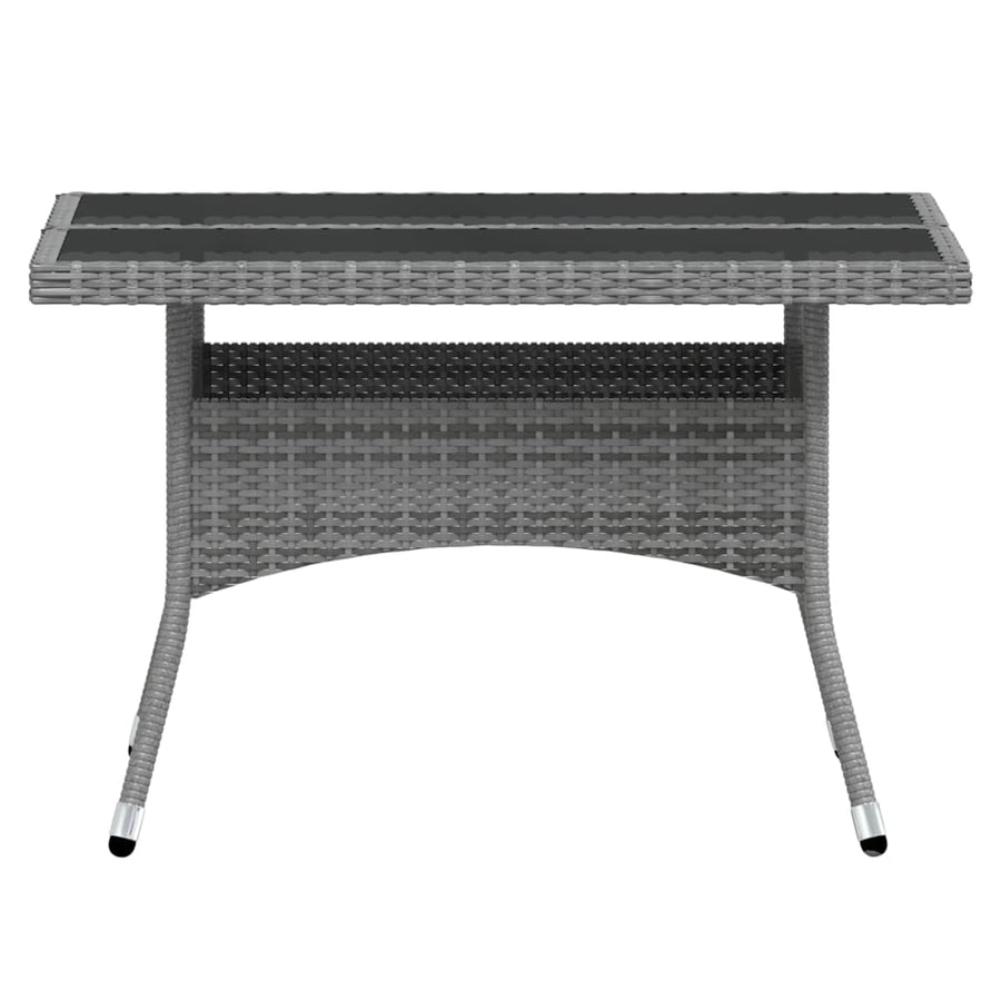Tuinset poly rattan en gehard glas 120 x 120 x 75 cm Zwart en grijs
