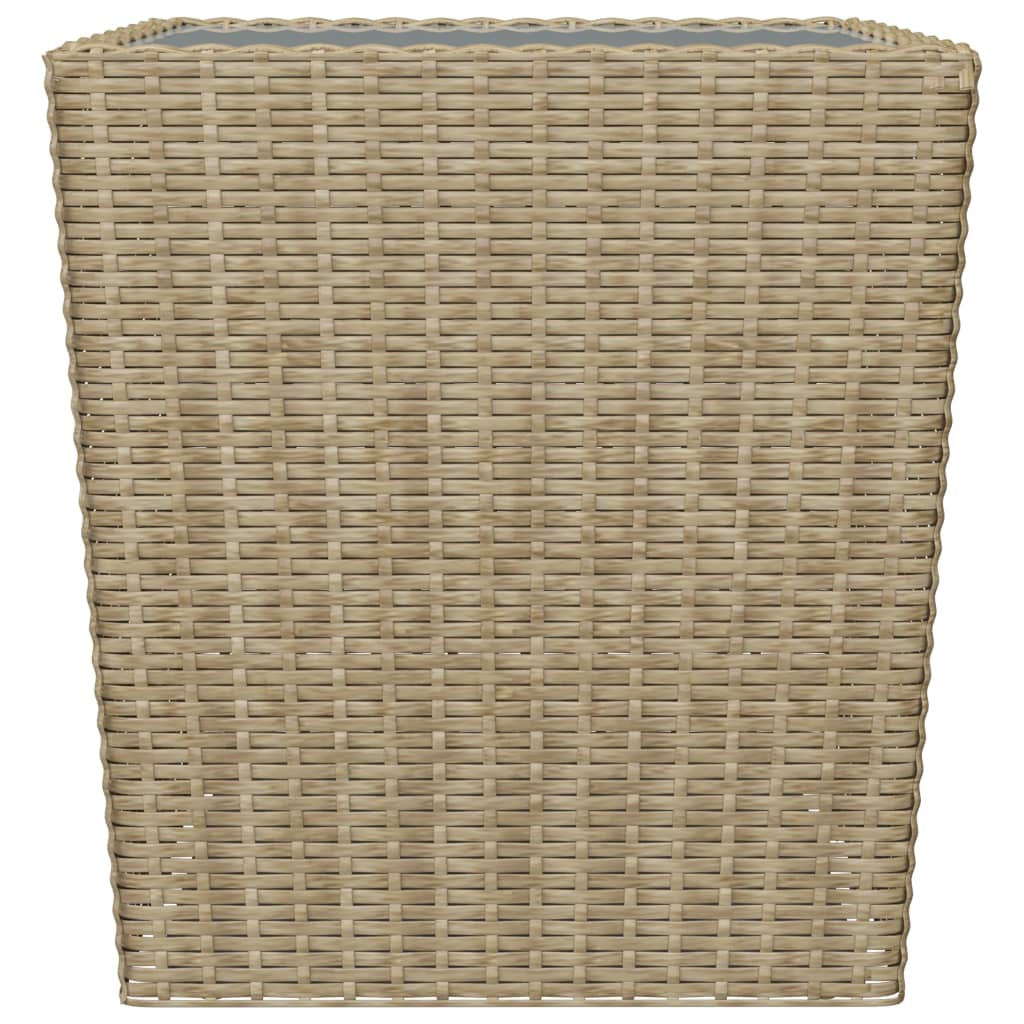 3-Delige Bistroset Poly Rattan En Gehard Glas Beige Zonder voetensteun