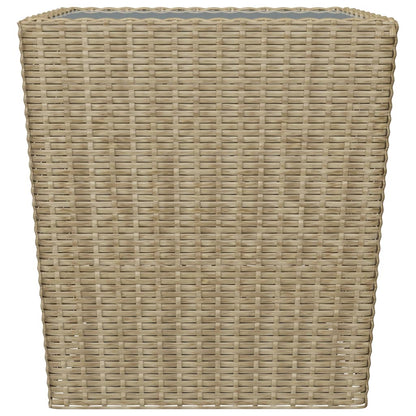 3-Delige Bistroset Poly Rattan En Gehard Glas Beige Zonder voetensteun