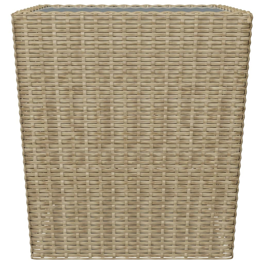 3-Delige Bistroset Poly Rattan En Gehard Glas Beige Zonder voetensteun