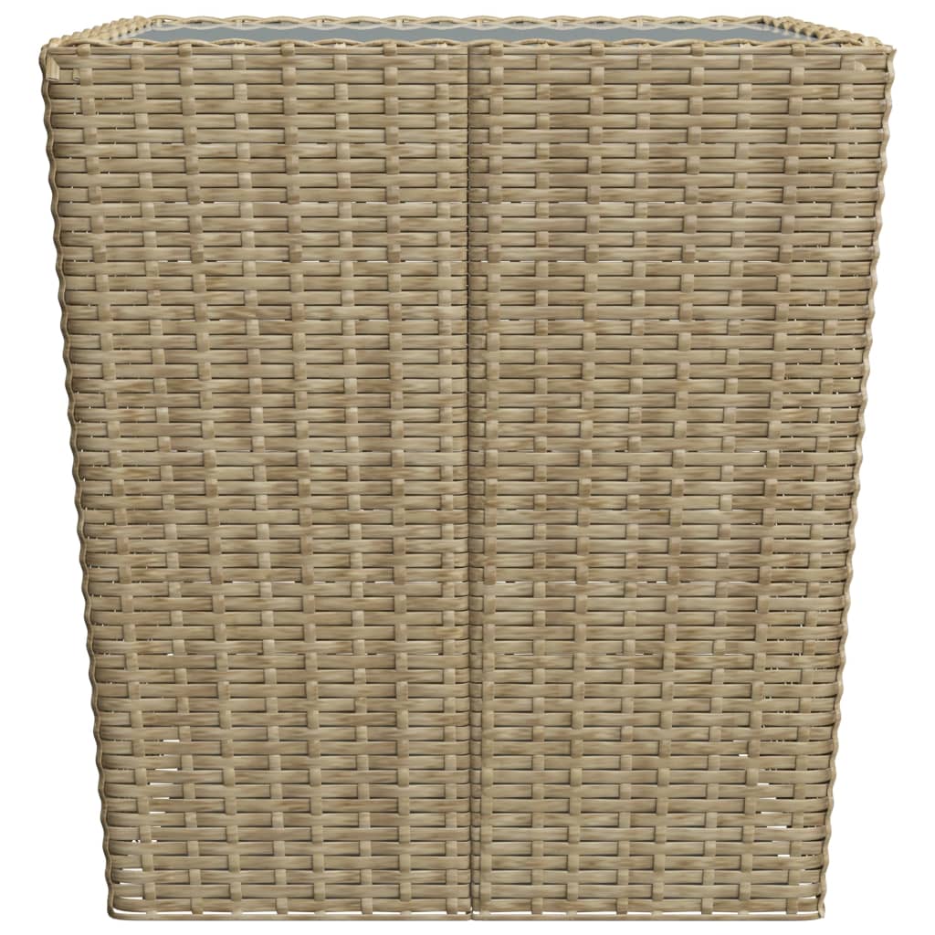 3-Delige Bistroset Poly Rattan En Gehard Glas Beige Zonder voetensteun