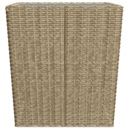 3-Delige Bistroset Poly Rattan En Gehard Glas Beige Zonder voetensteun