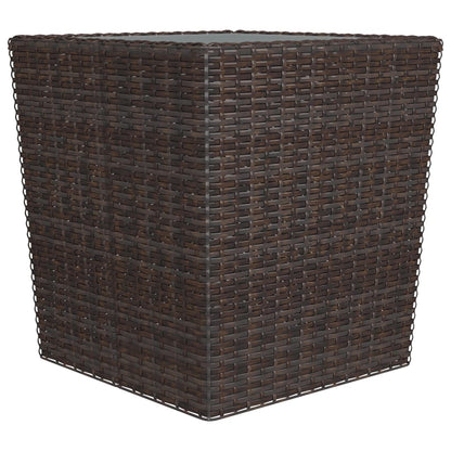 3-Delige Bistroset Poly Rattan En Gehard Glas Bruin Zonder voetensteun