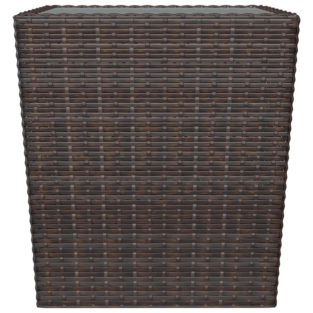 3-Delige Bistroset Poly Rattan En Gehard Glas Bruin Zonder voetensteun
