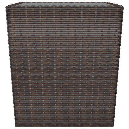 3-Delige Bistroset Poly Rattan En Gehard Glas Bruin Zonder voetensteun
