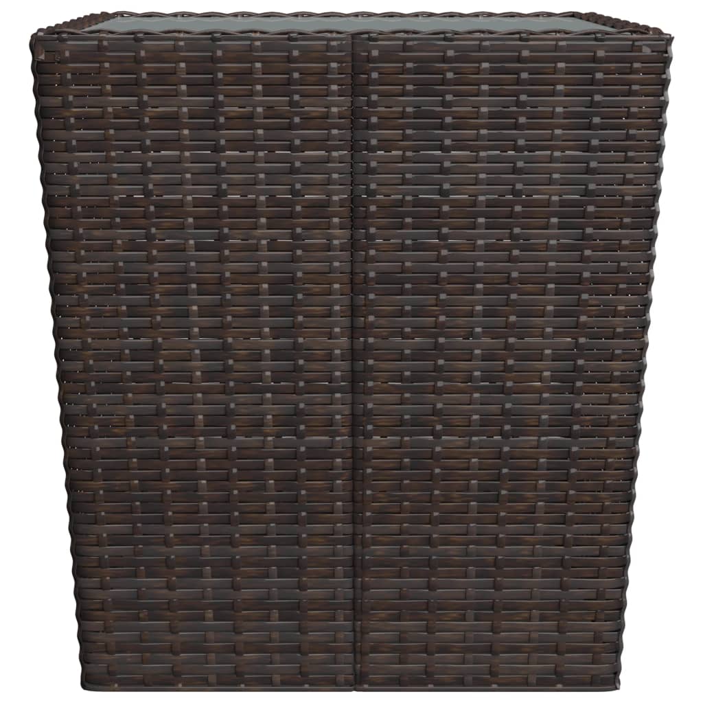 3-Delige Bistroset Poly Rattan En Gehard Glas Bruin Zonder voetensteun