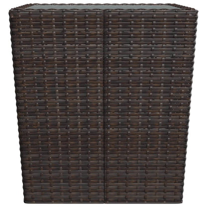 3-Delige Bistroset Poly Rattan En Gehard Glas Bruin Zonder voetensteun