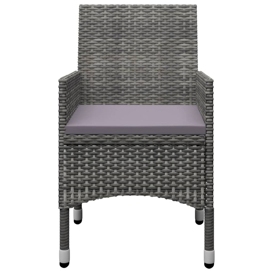3-Delige Bistroset Poly Rattan En Acaciahout Grijs Zonder voetensteun