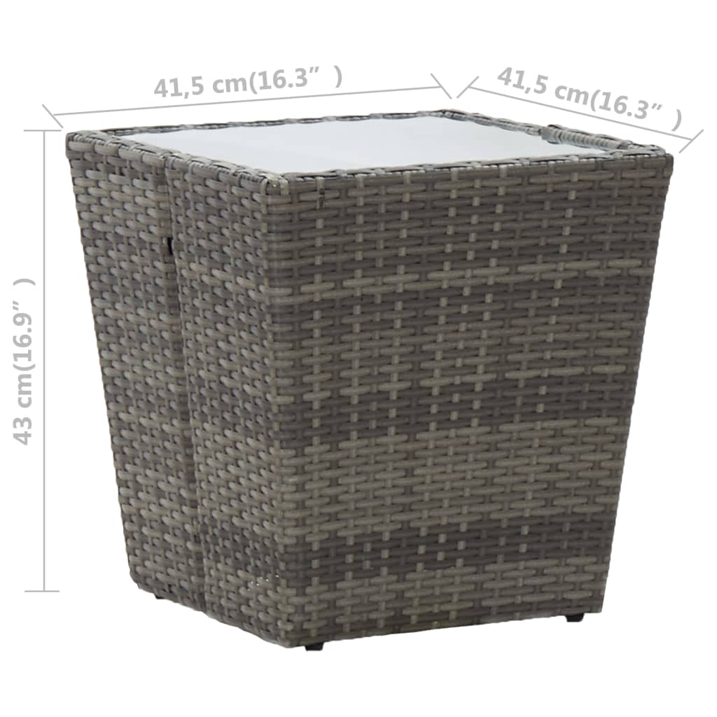 3-Delige Bistroset Poly Rattan En Gehard Glas Grijs en bruin Zonder voetensteun