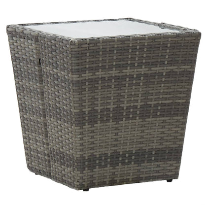 3-Delige Bistroset Poly Rattan En Gehard Glas Grijs en bruin Zonder voetensteun