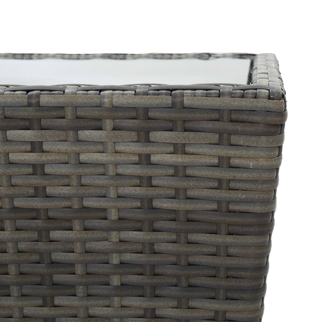 3-Delige Bistroset Poly Rattan En Gehard Glas Grijs en bruin Zonder voetensteun