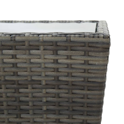 3-Delige Bistroset Poly Rattan En Gehard Glas Grijs en bruin Zonder voetensteun