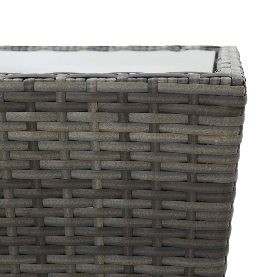 3-Delige Bistroset Poly Rattan En Gehard Glas Grijs en bruin Zonder voetensteun