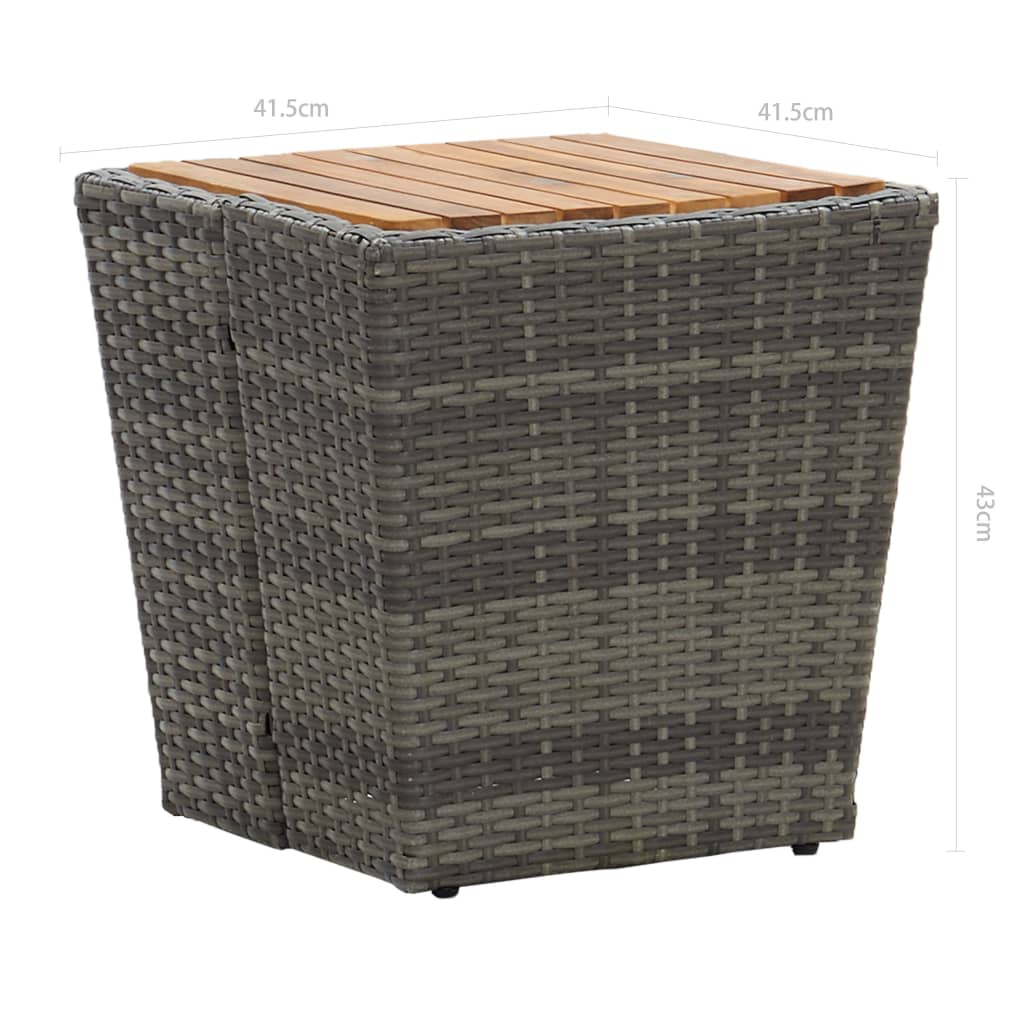 3-Delige Bistroset Poly Rattan En Acaciahout Grijs en bruin Zonder voetensteun