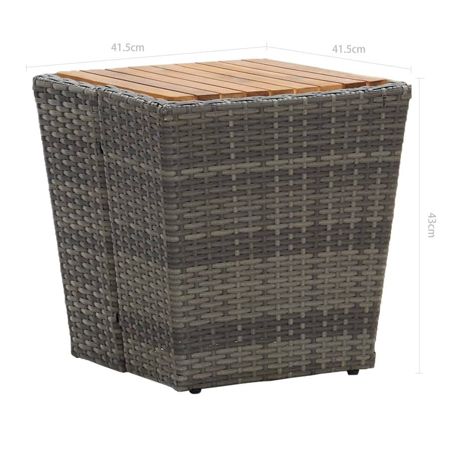 3-Delige Bistroset Poly Rattan En Acaciahout Grijs en bruin Zonder voetensteun