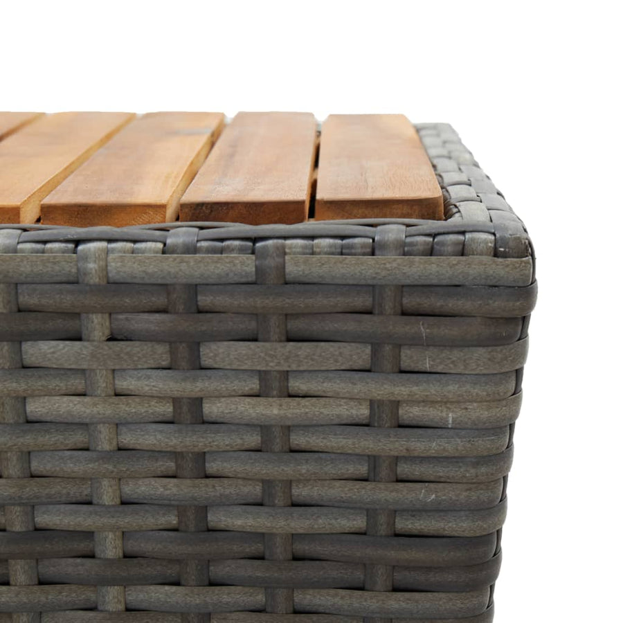 3-Delige Bistroset Poly Rattan En Acaciahout Grijs en bruin Zonder voetensteun