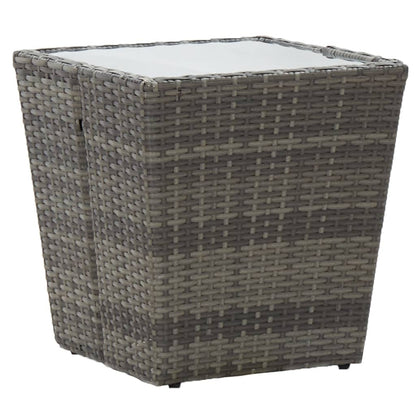 5-Delige Bistroset Poly Rattan En Gehard Glas Grijs Met voetensteun