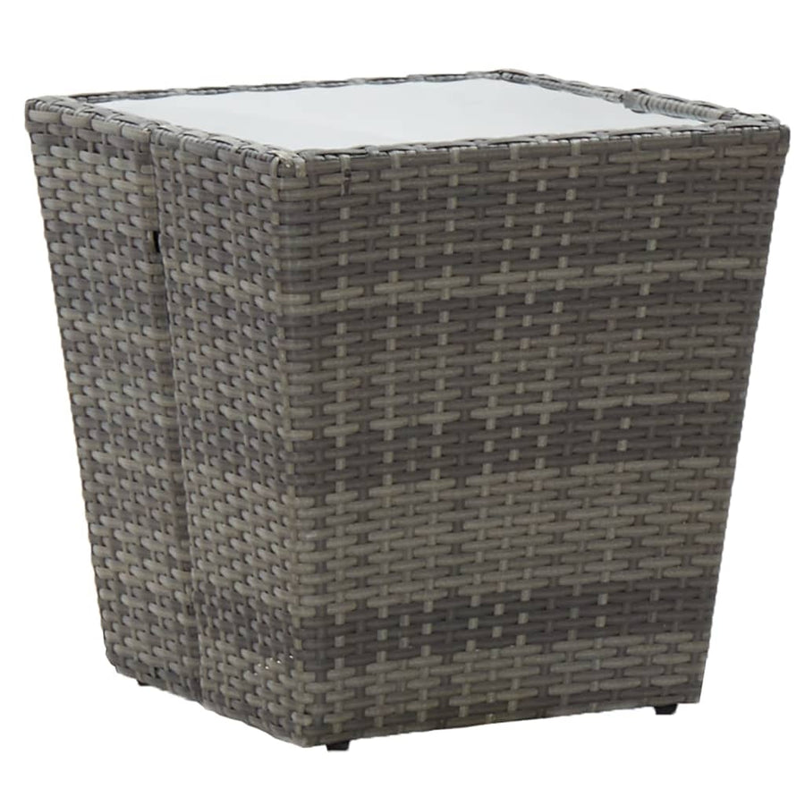 5-Delige Bistroset Poly Rattan En Gehard Glas Grijs Met voetensteun