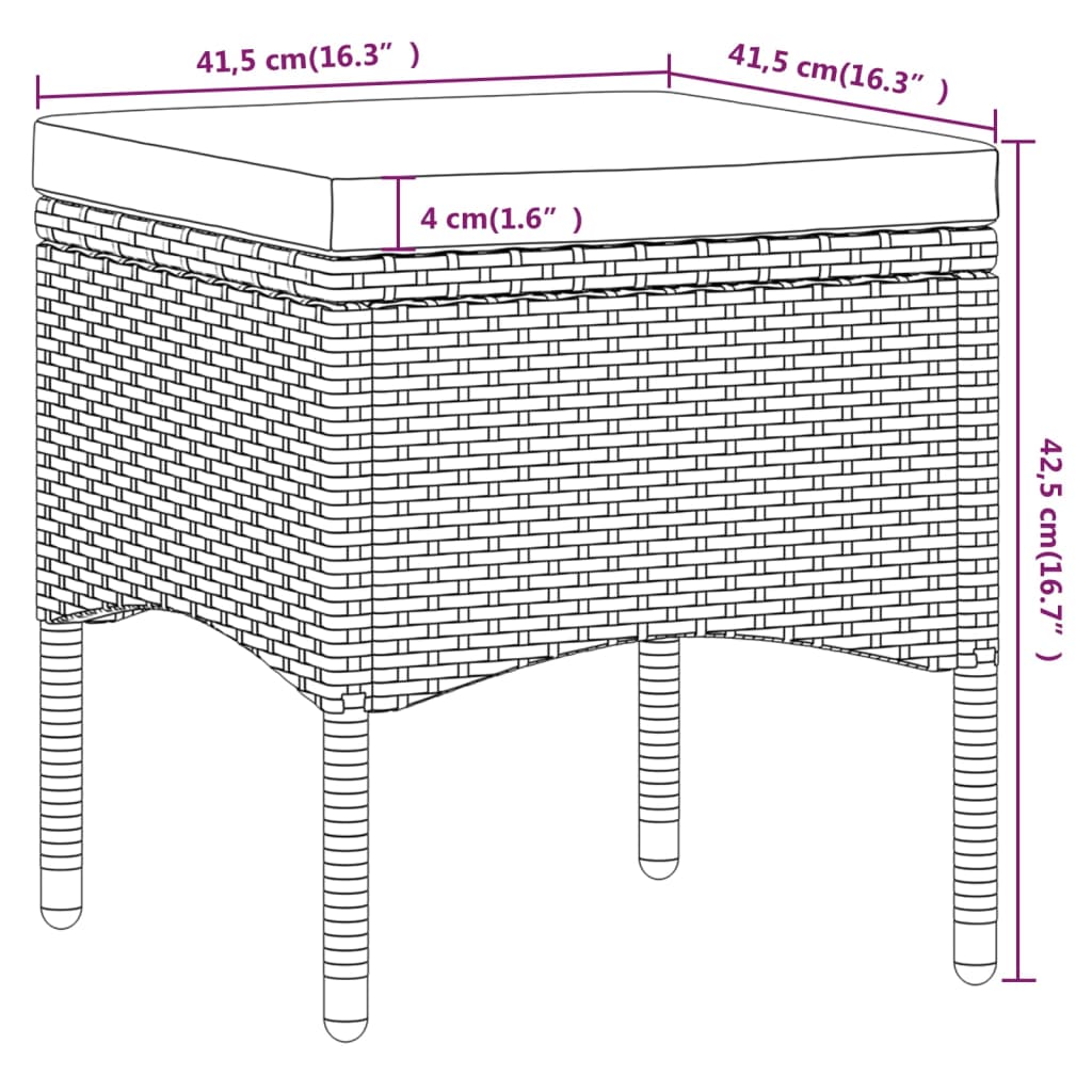 5-Delige Bistroset Poly Rattan En Gehard Glas Grijs Met voetensteun