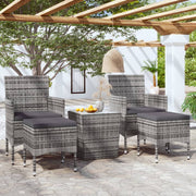 Bistroset 5-delig poly rattan gehard glas grijs