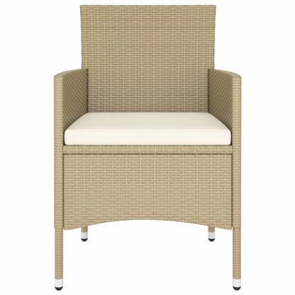 5-Delige Bistroset Poly Rattan En Gehard Glas Beige Met voetensteun