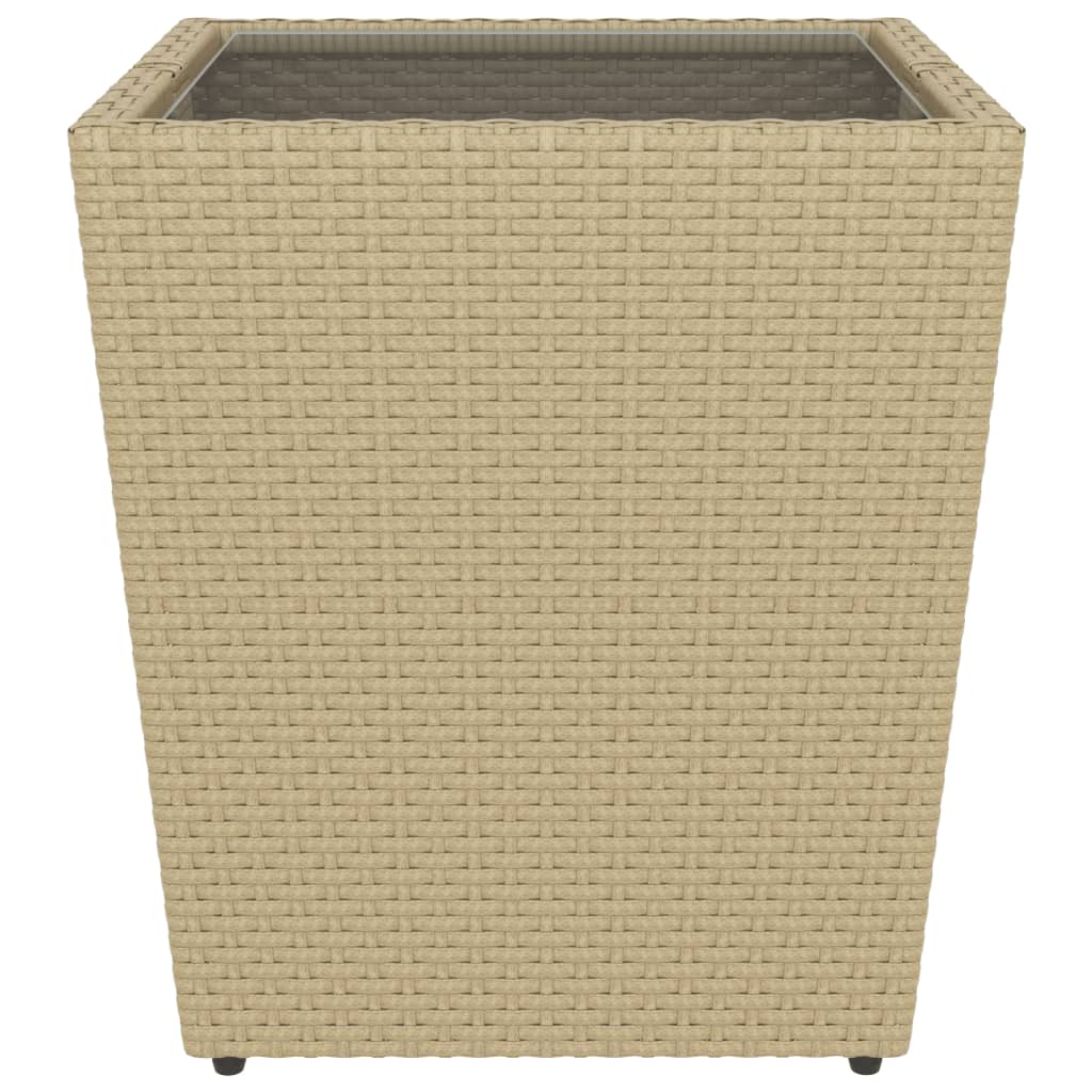 5-Delige Bistroset Poly Rattan En Gehard Glas Beige Met voetensteun