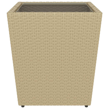 5-Delige Bistroset Poly Rattan En Gehard Glas Beige Met voetensteun