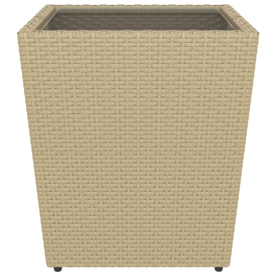 5-Delige Bistroset Poly Rattan En Gehard Glas Beige Met voetensteun