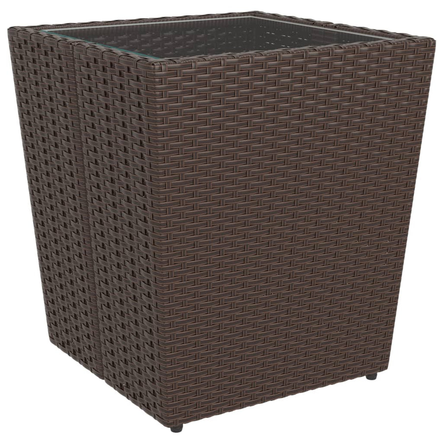 5-Delige Bistroset Poly Rattan En Gehard Glas Bruin Met voetensteun
