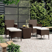 Bistroset 5-delig poly rattan gehard glas bruin