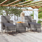 Bistroset 5-delig poly rattan acaciahout grijs