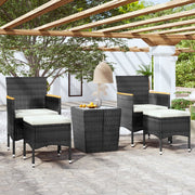 5-Piece Bistro Set Polyrattan and Tempered Glass Black