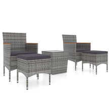 5-Delige Bistroset Poly Rattan En Gehard Glas Grijs en bruin Met voetensteun