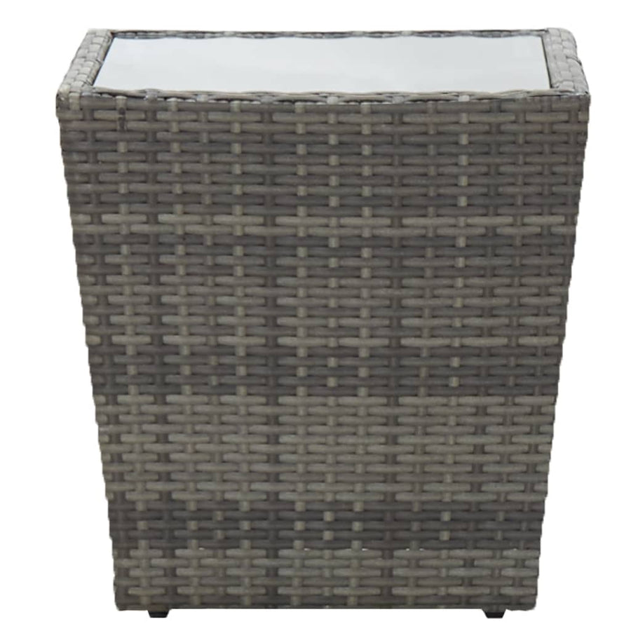 5-Delige Bistroset Poly Rattan En Gehard Glas Grijs en bruin Met voetensteun