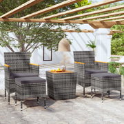 Bistroset 5-delig poly rattan acaciahout grijs