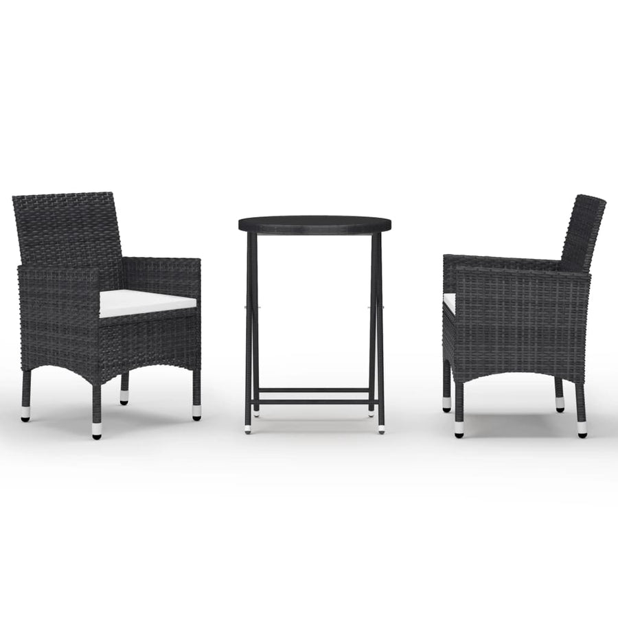 3-Delige Bistroset Poly Rattan En Gehard Glas 1